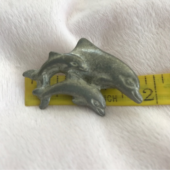 Anne at Home set of 6 dolphin family cabinet drawer knobs pulls natural pewter - Picture 2 of 5